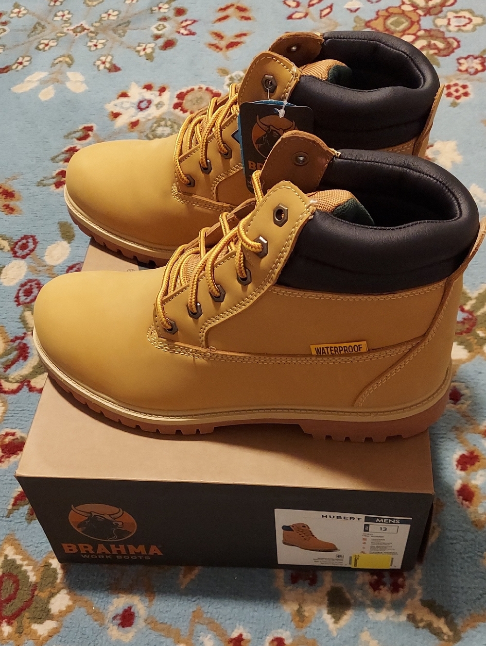 Brahma Men's Waterproof Work Boots in Wheat Tan